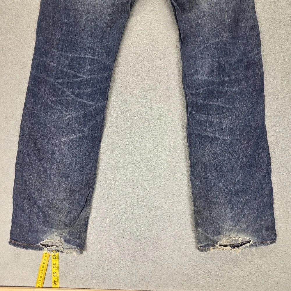 Diesel Jeans Mens 31x34 Blue Larkee Regular Straight Button Fly Distressed 008J4